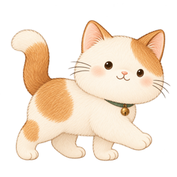초록 목걸이를 하고 앞발을 든 고양이 모모